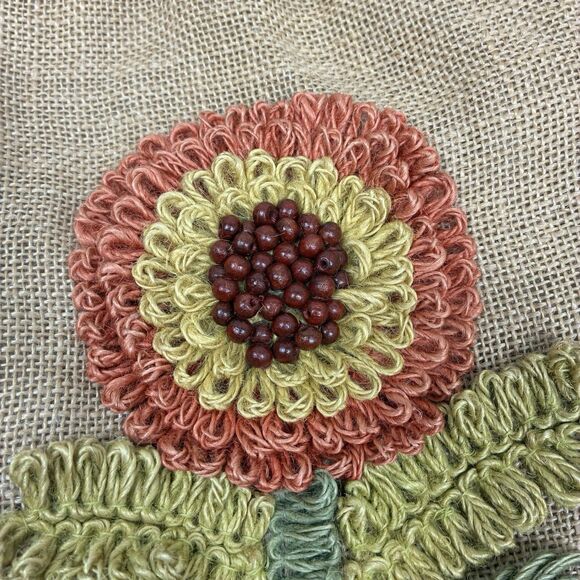 J Crew VTG Jute Bag Flower Detail Y2K Cottagecore Boho Earthy Natural Tan - Picture 3 of 10